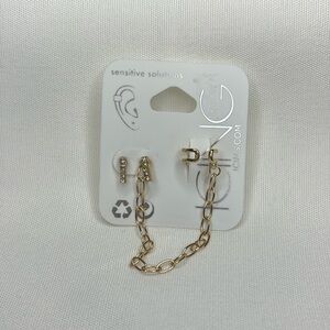 Icing Earring and Ear Cuff Set Gold